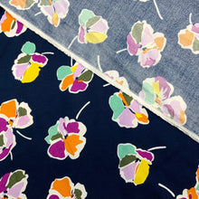 Load image into Gallery viewer, Colour Block Flowers Navy - Viscose
