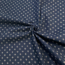 Load image into Gallery viewer, Introducing this wonderful cotton poplin fabric designed by Sevenberry. The deep navy and cream colour homespun printed cotton fabric features a traditional Japanese design with little cross motifs and is perfect for dressmaking, crafts and light furnishings.
