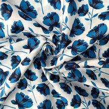 Load image into Gallery viewer, Remnant (1.80 m) Blue Poppies - Cotton Poplin
