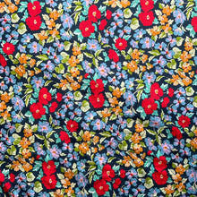 Load image into Gallery viewer, Remnant (62 cm) Flowers Dark Red - Cotton Lawn
