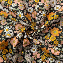 Load image into Gallery viewer, Remnant (1.25 m) Retro Floral Black - Cotton Poplin
