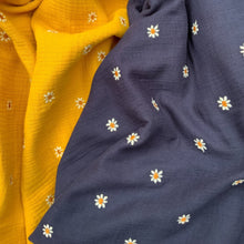 Load image into Gallery viewer, Remnant (1.35m) Daisies Navy - Double Gauze
