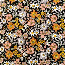 Load image into Gallery viewer, Remnant (80 cm) Retro Floral Black - Cotton Poplin
