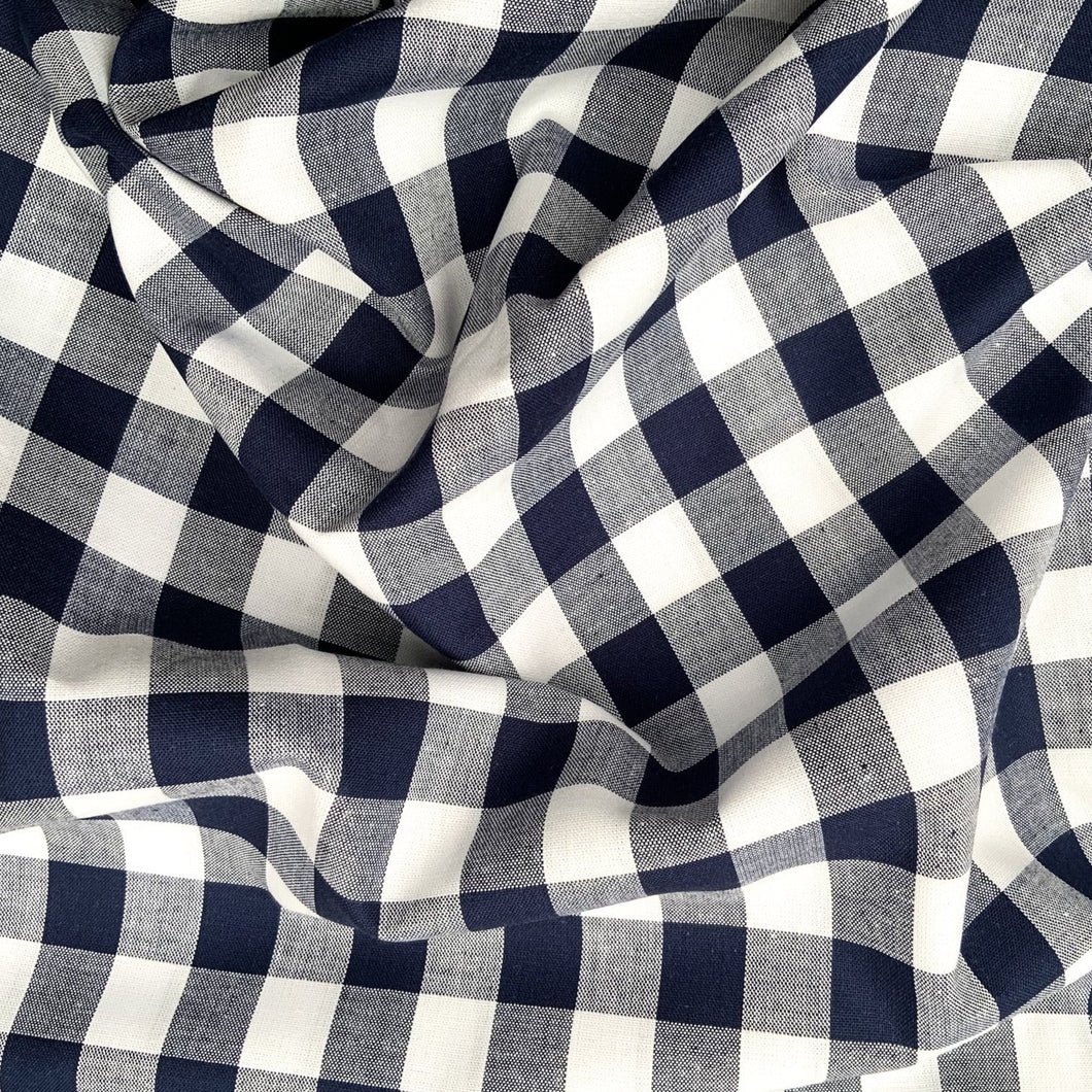Remnant (1.60 m) Yarn Dyed Cotton Gingham Navy - Cotton
