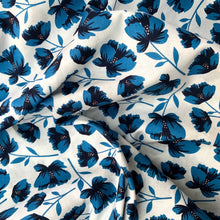 Load image into Gallery viewer, Remnant (1.80 m) Blue Poppies - Cotton Poplin
