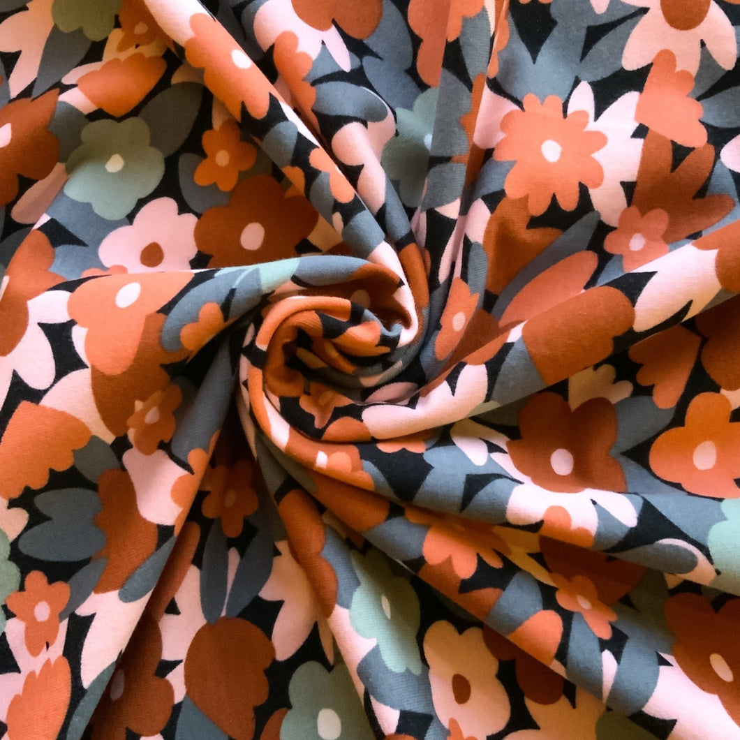 Bold Flowers Dark - Soft Sweats Fabric