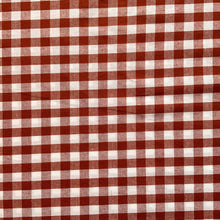 Load image into Gallery viewer, A lovely terracotta and white fabric. Gingham fabric is instantly recognisable and a firm favourite for many especially during the spring and summer months, but also popular into Autumn. Known for its checked patterns of white and a bold colour.
