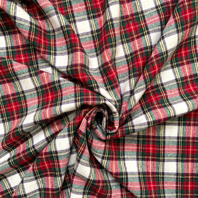 Tartan Fabric in Red and White for sewing