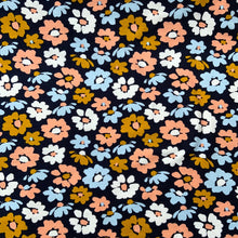 Load image into Gallery viewer, Bright Flowers Navy - Organic Soft Sweats Fabric
